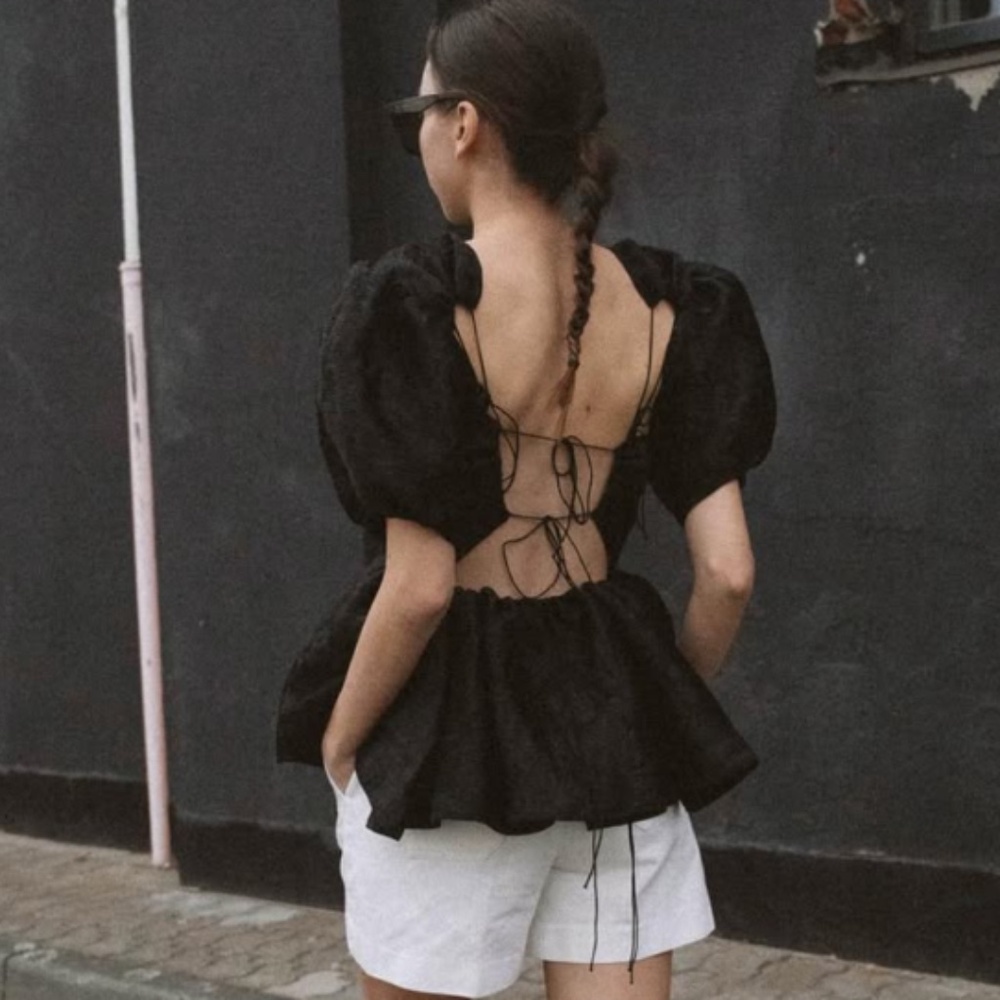 SOLD Cecilie Bahnsen Black Karma Dunes Matelassé Top